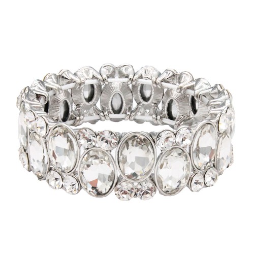 Stretch Bracelets. Silver Clear