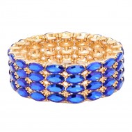 Stretch Bracelets. Gold With Blue AB