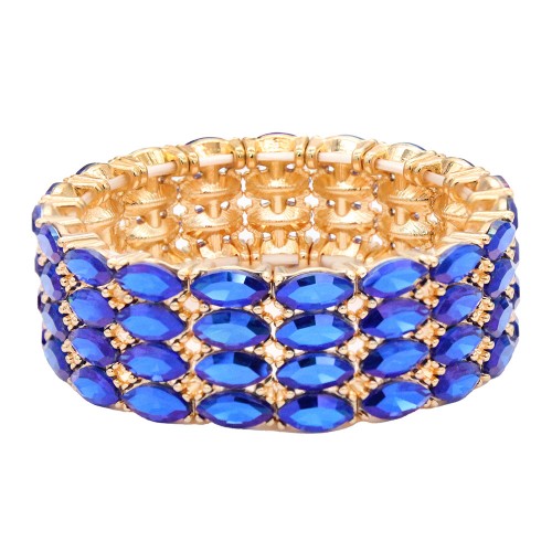 Stretch Bracelets. Gold With Blue AB