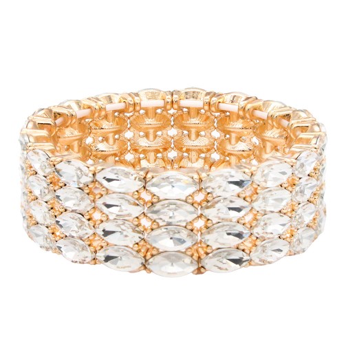 Stretch Bracelets. Gold With Clear Color