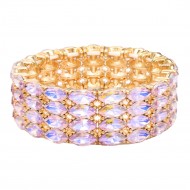 Stretch Bracelets.  Gold With Pink