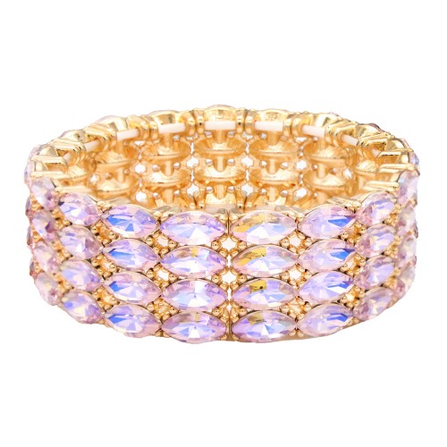 Stretch Bracelets.  Gold With Pink