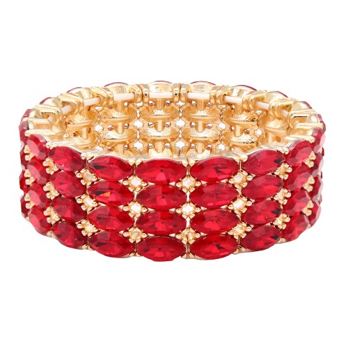 Stretch Bracelets. Gold with Red