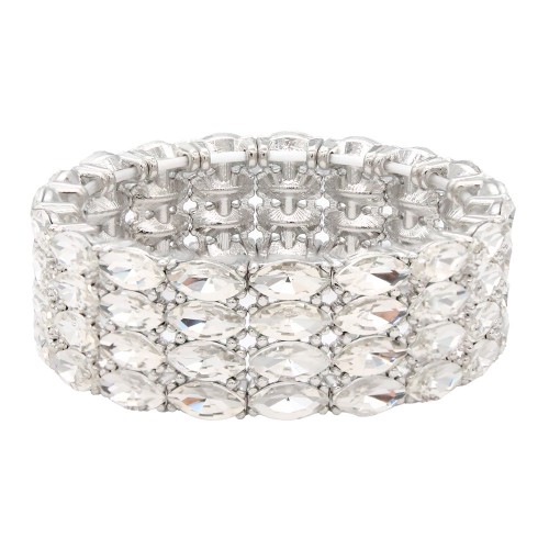 Stretch Bracelets .Silver Clear