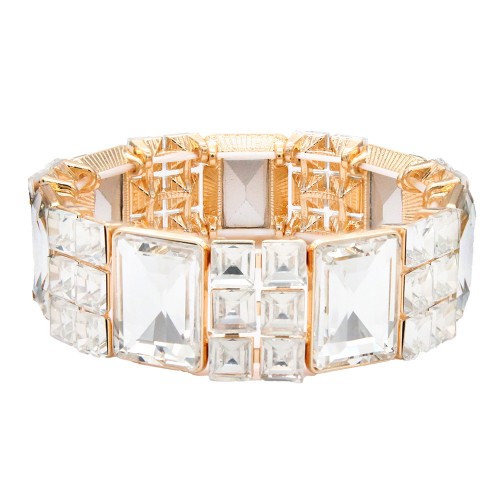 Stretch Bracelets. Gold With Clear Color