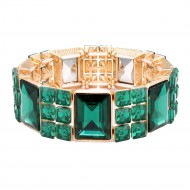 Stretch Bracelets. Gold With Green