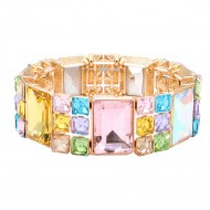 Stretch Bracelets. Gold With Multi Color