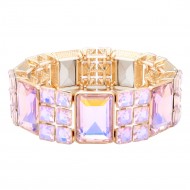Stretch Bracelets. Gold With Pink