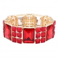 Stretch Bracelets. Gold With Red