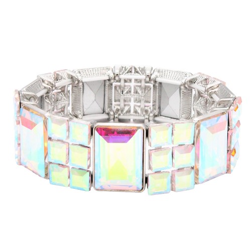 Stretch Bracelets. Silver AB Color