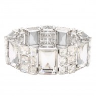 Stretch Bracelets. Silver Clear Color
