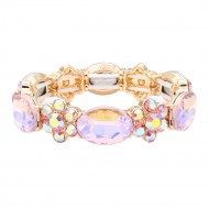 Stretch Bracelets. Gold With Pink