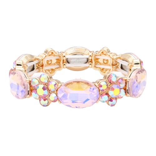 Stretch Bracelets. Gold With Pink