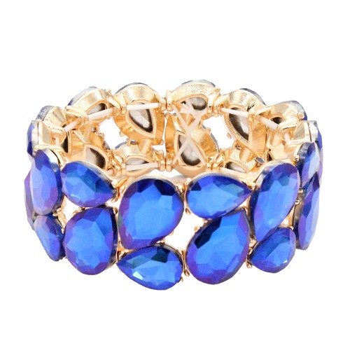 Stretch Bracelets. Gold with Blue