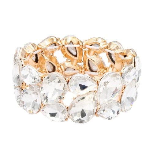 Stretch Bracelets. Gold Clear