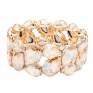 Stretch Bracelets. Gold With Topaz
