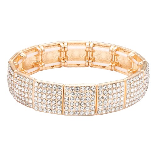 Stretch Bracelets. Gold Clear