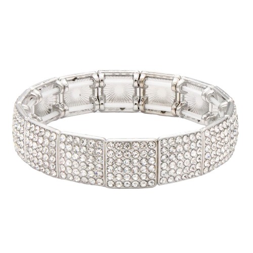 Stretch Bracelets. Silver Clear