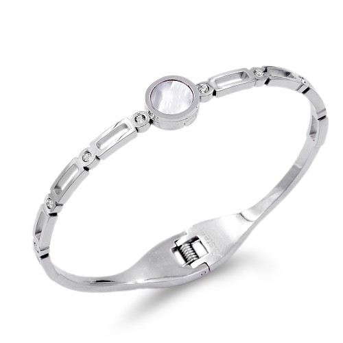 Stainless Stee with Rhodium Platedl Cuff Bracelets