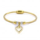 Stainless Steel With CZ Heart Cuff Bracelets