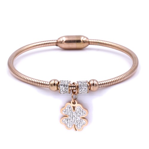 Stainless Steel Rose Gold Plated w. CZ Cuff Bracelets