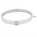 Rhodium Plated Stainless Steel Bangle Bracelets 6mm Width