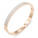 Gold Plated with Crystal Stainless Steel Hinged Bangle
