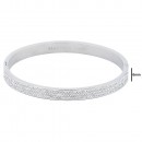 Silver Plated with Crystal Stainless Steel Hinged Bangle