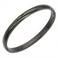 Black Color Stainless Steel Bangle Bracelets. 6MM Width