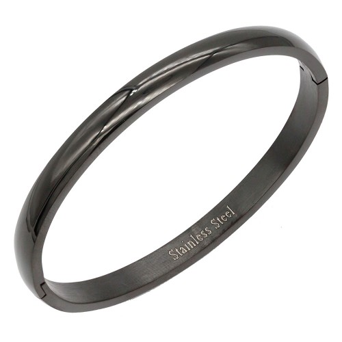 Black Color Stainless Steel Bangle Bracelets. 6MM Width