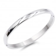 Silver Stainless Steel Hinged Bangle Bracelets
