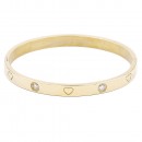 Gold Plated Crystal w/.Heart pattern Stainless Steel Bangle
