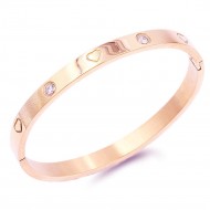 Rose Gold Plated Crystal w/.Heart pattern Stainless Steel Bangle