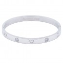 Silver Crystal with Heart pattern Stainless Steel Bangle