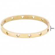 Gold Plated Stainless Steel With Star Pattern Hinged Bangle