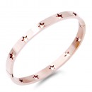 Gold Plated Stainless Steel With Star Pattern Hinged Bangle