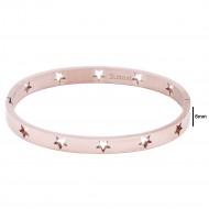 Rose Gold Stainless Steel With Star Pattern Hinged Bangle