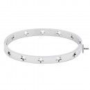 Rhodium Plated Stainless Steel w.Star Pattern Hinged Bangle