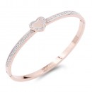 Gold plated Heart with Crystal Stainless Steel Bangle