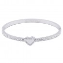 Silver Heart with Crystal Stainless Steel Bangle