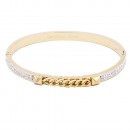 Gold Plated Stainless Steel Crystal With Chain Bracelet
