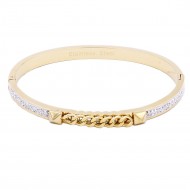 Gold Plated Stainless Steel Crystal With Chain Bracelet
