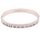 Rose Gold Stainless Steel Crystal &amp; Roman Numerals Bracelet
