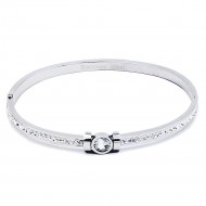 Silver Plated Stainless Steel With CZ Stone Bracelet