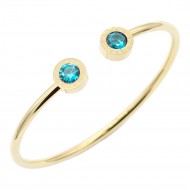 Gold Plated Stainless Steel With Sapphire Blue CZ Cuff Bracelets