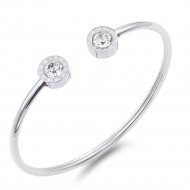Silver Stainless Steel CZ w.Roman Numerals open Bangle