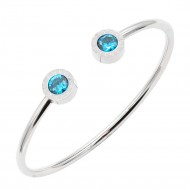 Stainless Steel With Sapphire Blue CZ Cuff Bracelets