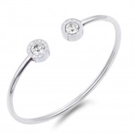 Stainless Steel With Clear CZ Cuff Bracelets