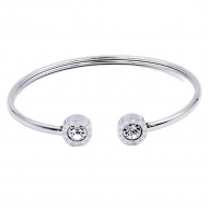 Stainless Steel With Clear CZ Cuff Bracelets