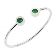Stainless Steel With Emerald CZ Cuff Bracelets